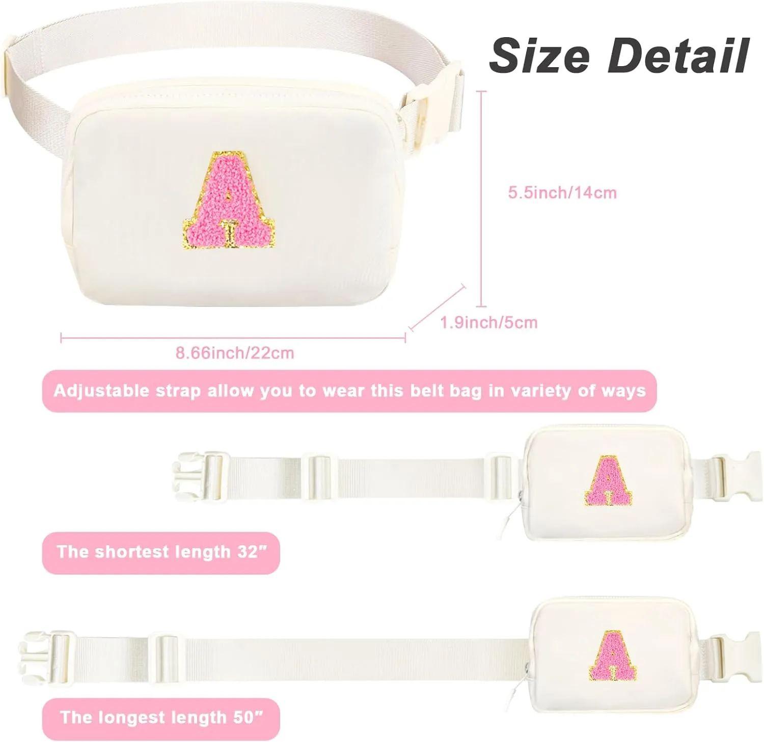 Personalized Fanny Pack for Girls, Gift Sets for Teen Girl, Birthday Gifts for 4 5 6 7 8 9 10 11 12 13 Year Old Girls, Initial Crossbody Bag Belt Bag for Girl Kids (A)