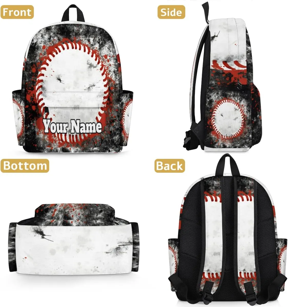 Personalized Sports Theme Preschool Toddler Backpack for Boys Girls Custom Kids Name Small Bookbags Kindergarten Elementary Backpack, Sports Baseball