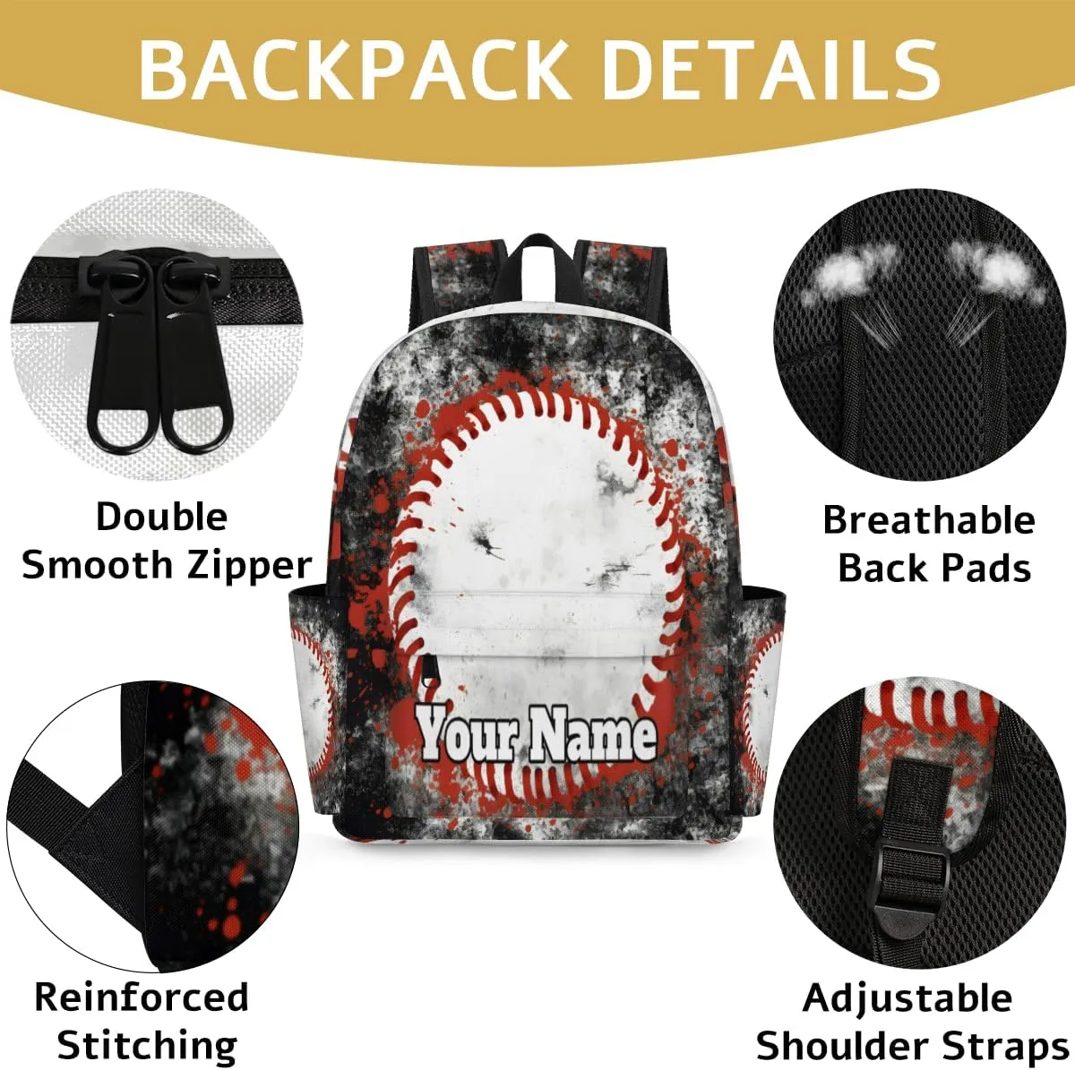 Personalized Sports Theme Preschool Toddler Backpack for Boys Girls Custom Kids Name Small Bookbags Kindergarten Elementary Backpack, Sports Baseball