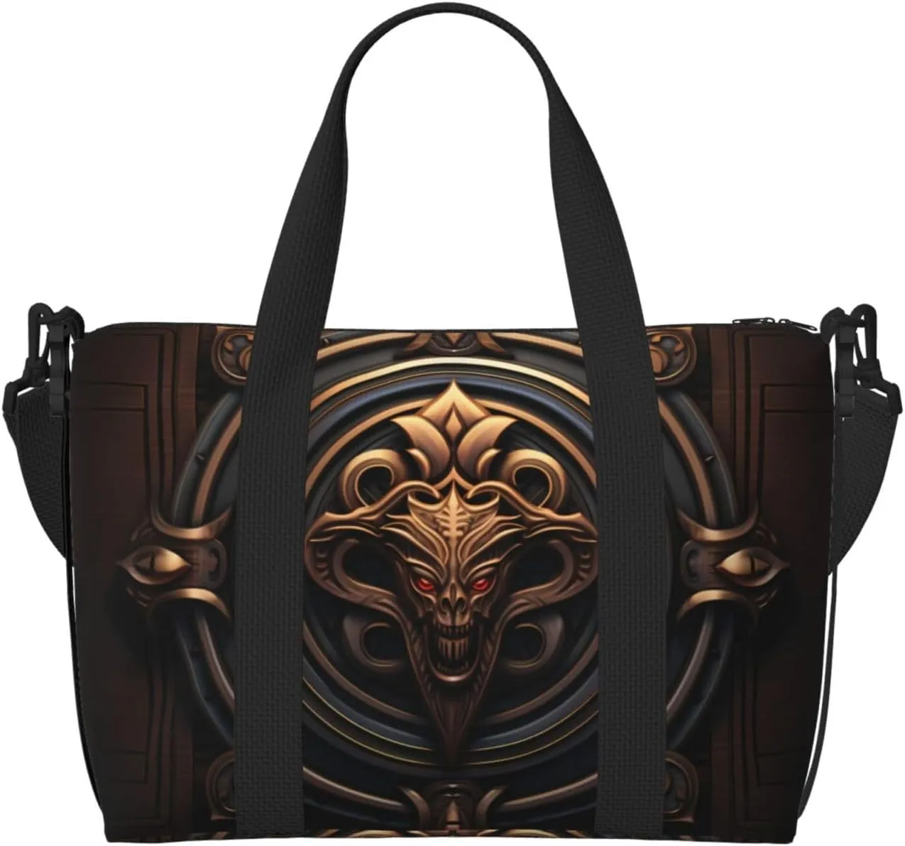 Phayah Copper Relief Devil Travel Duffel Bag Handbag Carry-On Luggage Bag Overnight Foldable Unisex Airline Travel Personal Items Bag