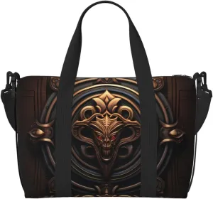 Phayah Copper Relief Devil Travel Duffel Bag Handbag Carry-On Luggage Bag Overnight Foldable Unisex Airline Travel Personal Items Bag