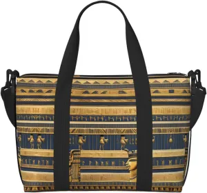 Phayah Egyptian Pharaonic Frescoes Travel Duffel Bag Handbag Carry-On Luggage Bag Overnight Foldable Unisex Airline Travel Personal Items Bag