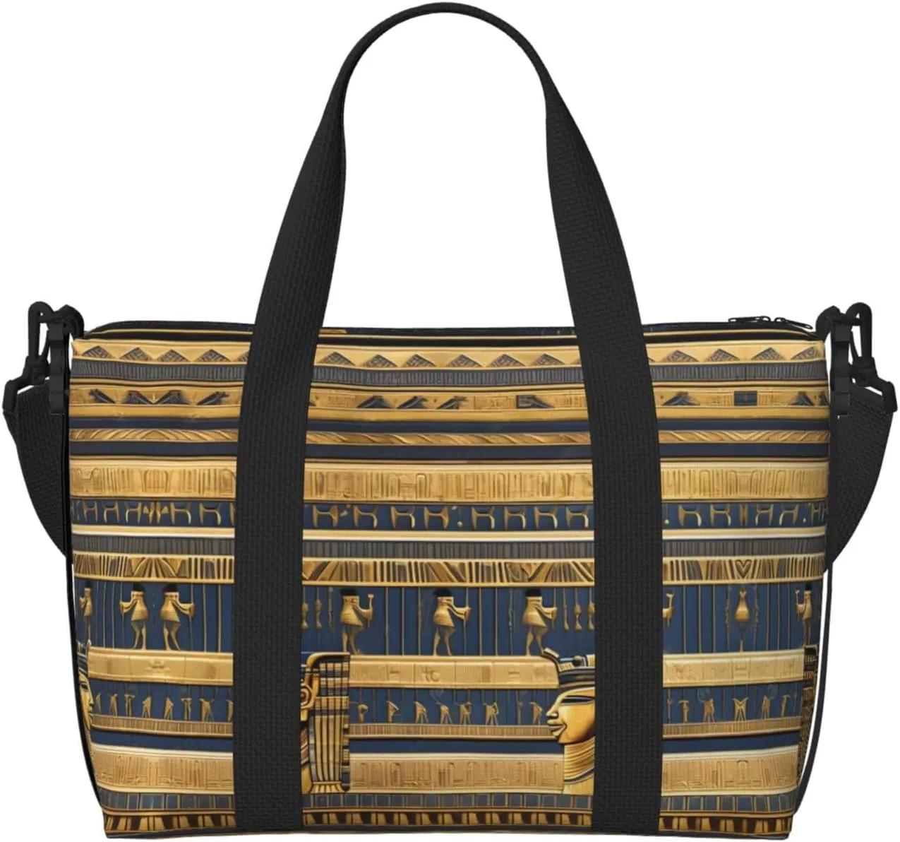 Phayah Egyptian Pharaonic Frescoes Travel Duffel Bag Handbag Carry-On Luggage Bag Overnight Foldable Unisex Airline Travel Personal Items Bag