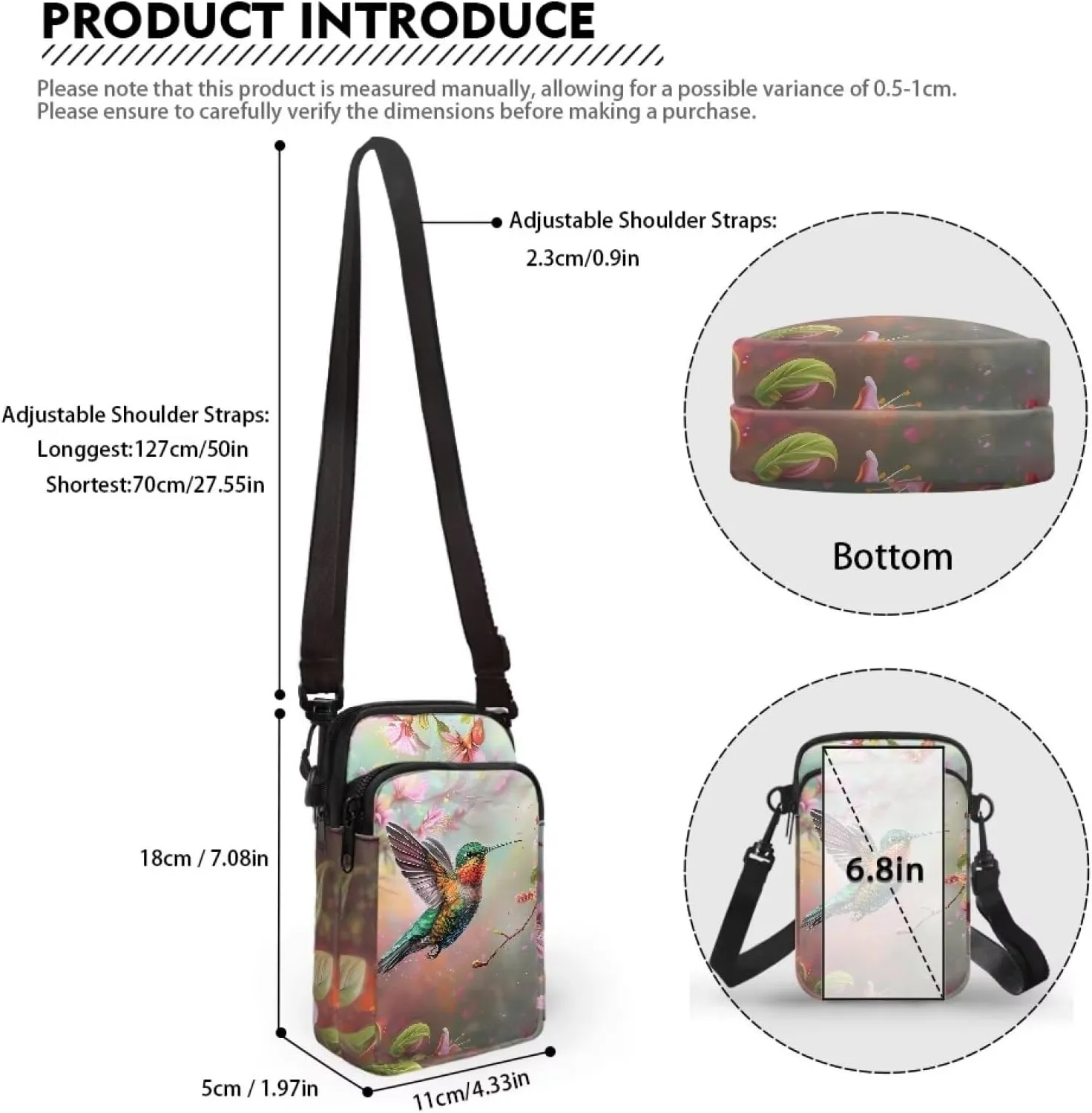 Phone Bag Purse Wallet Crossbody Bag Lightweight Roomy Pockets Smartphone Sports Armband Bag