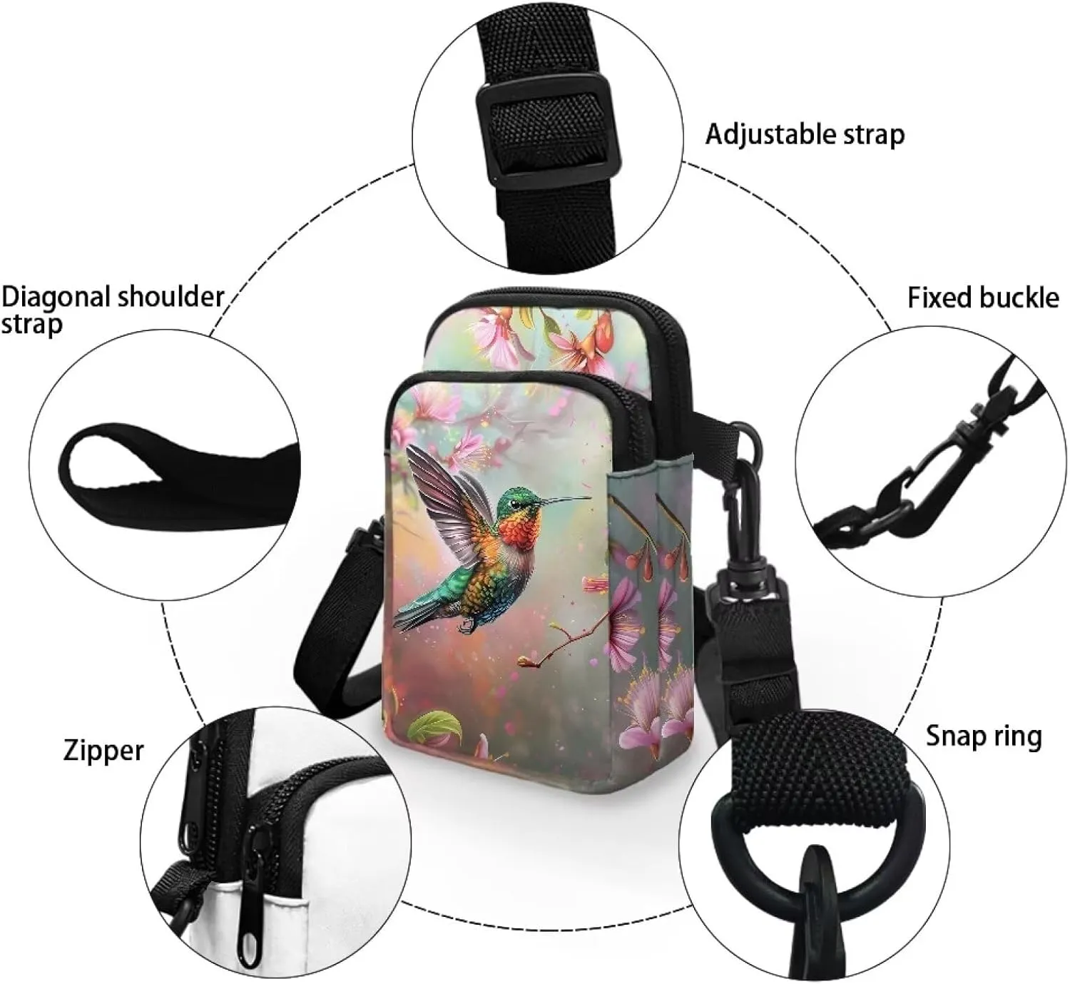 Phone Bag Purse Wallet Crossbody Bag Lightweight Roomy Pockets Smartphone Sports Armband Bag