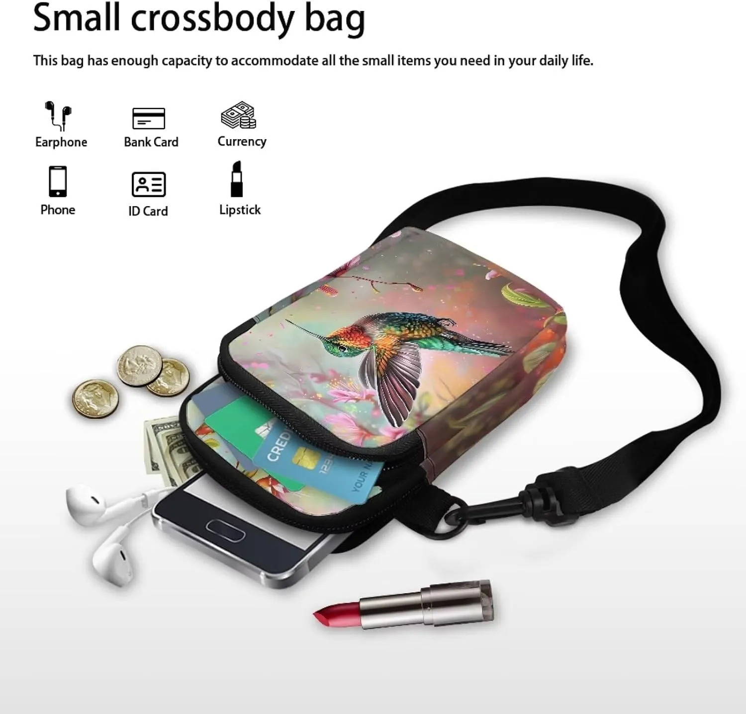 Phone Bag Purse Wallet Crossbody Bag Lightweight Roomy Pockets Smartphone Sports Armband Bag