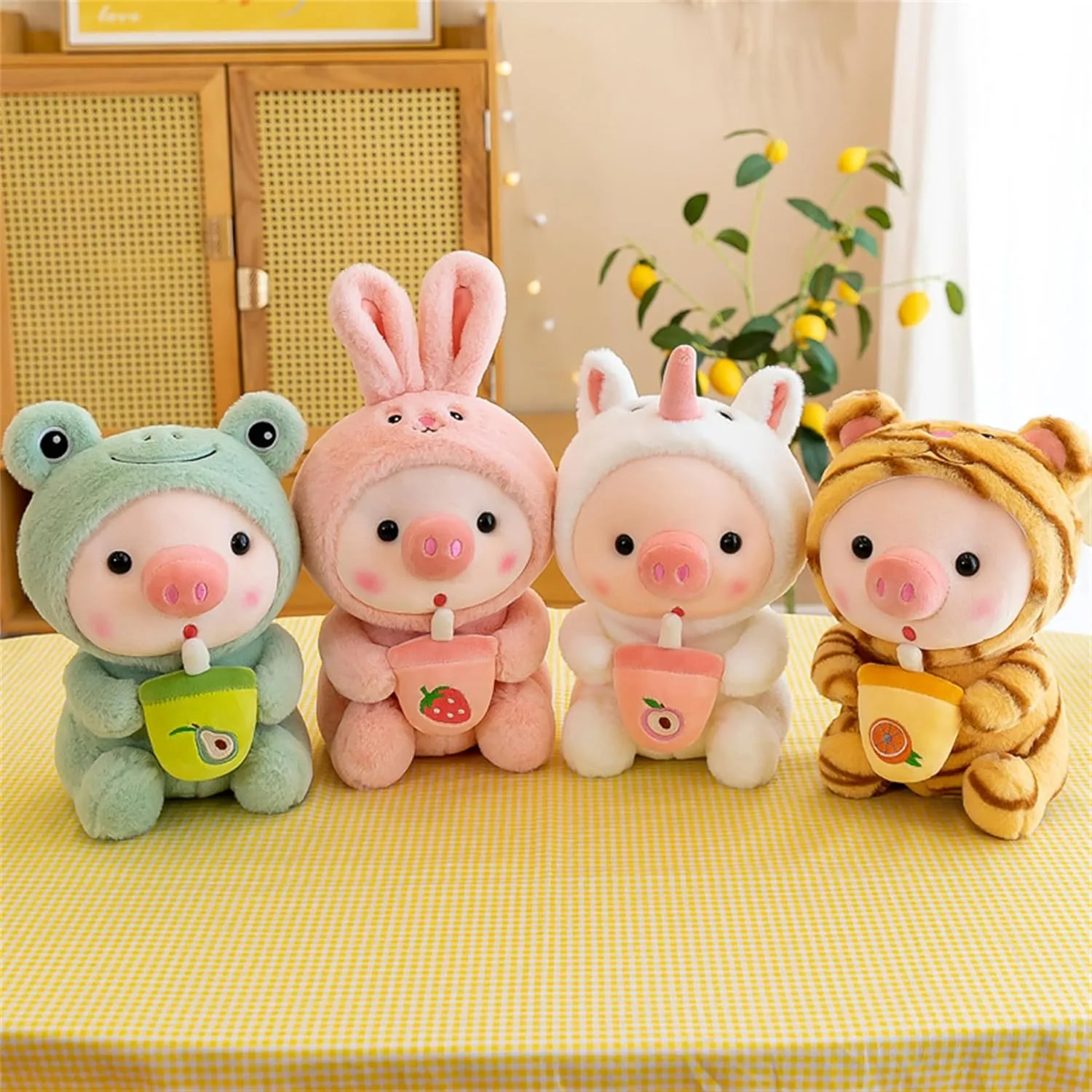 Pig Stuffed Animal Plush Toy Pig Dress Up Frog Tiger Rabbit Cute Plush Doll Girls Boys Kids Birthday Bedtime Party Gift (White, 20.4 in)
