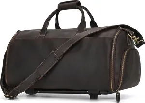 Pilar Rod Bag 22-inch Suit Bag Leather Large Capacity Duffel Bag with Shoe Position Cowhide Carry-on Bag for Men