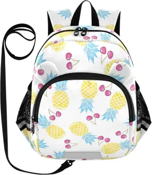 Pineapple Preschool Backpack Cherry Daycare Bookbag School Backpack with Traction Rope for Kids 3-6