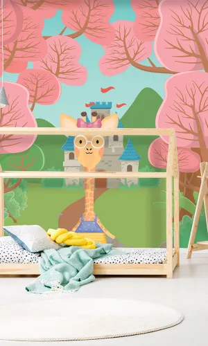 Pink Princess Giraffe Mural M9905