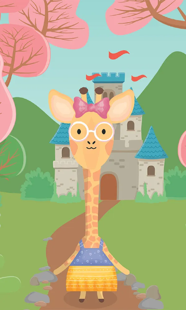 Pink Princess Giraffe Mural M9905