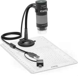 Plugable USB Digital Microscope 250x, 2MP Micro Camera with Flexible Arm Stand - Handheld USB & USB-C Microscope for Adults & Kids, Windows, Mac, ChromeOS, Linux, Android, iPad Compatible