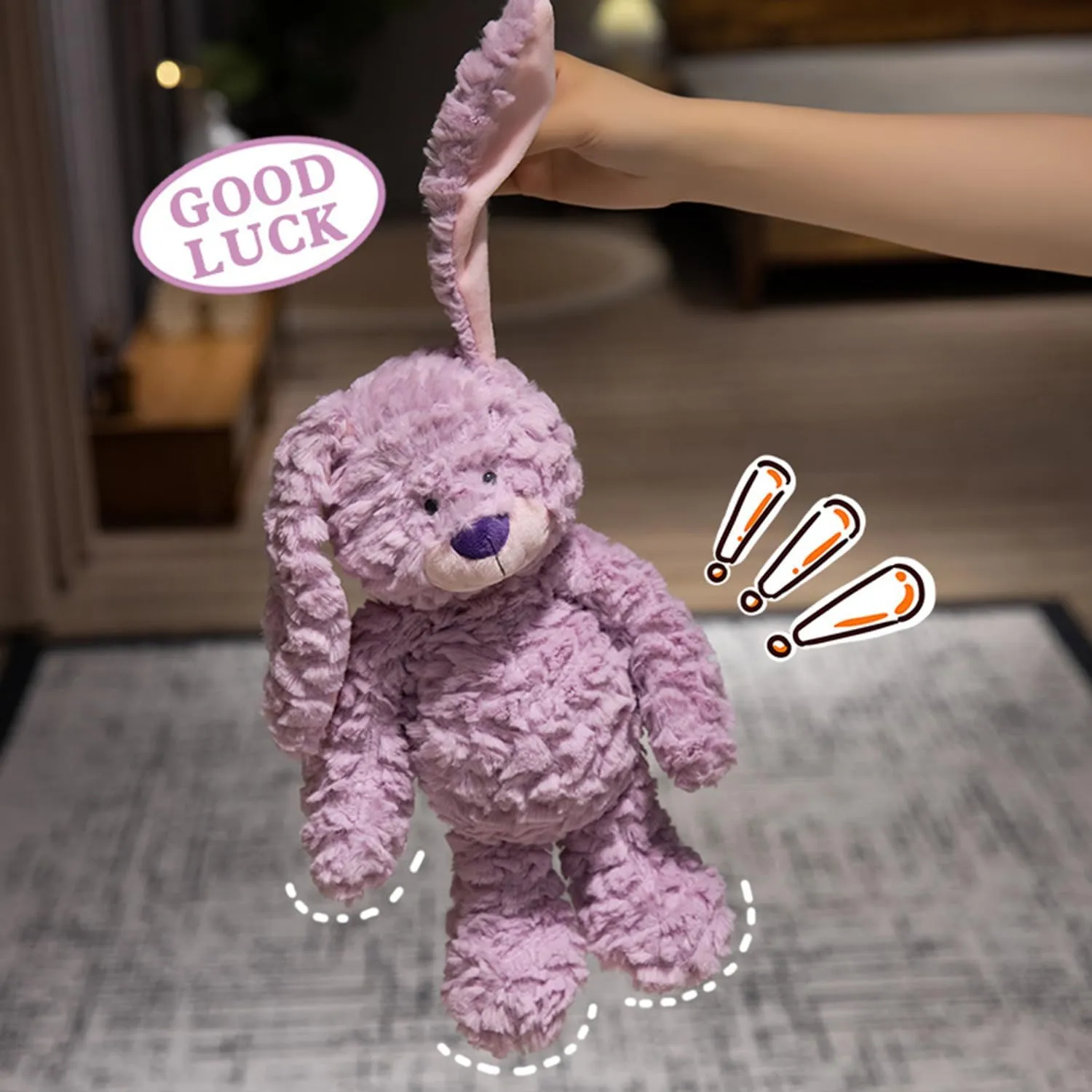 Plush Purple Rabbit Stuffed Animal Soft Plushies Huggable Cartoon Bunny Plush Toy 12.6 Inch