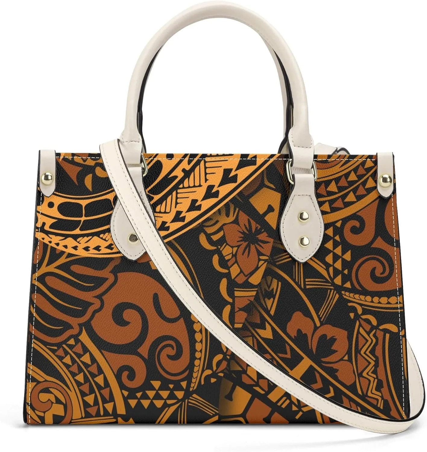 Polynesian Tribal Print Women'S Pu Handbag Square Large Capacity Crossbody Bag Shoulder Bag Custom Handbag Pattern