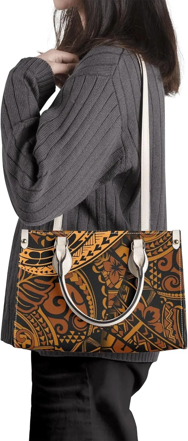 Polynesian Tribal Print Women'S Pu Handbag Square Large Capacity Crossbody Bag Shoulder Bag Custom Handbag Pattern