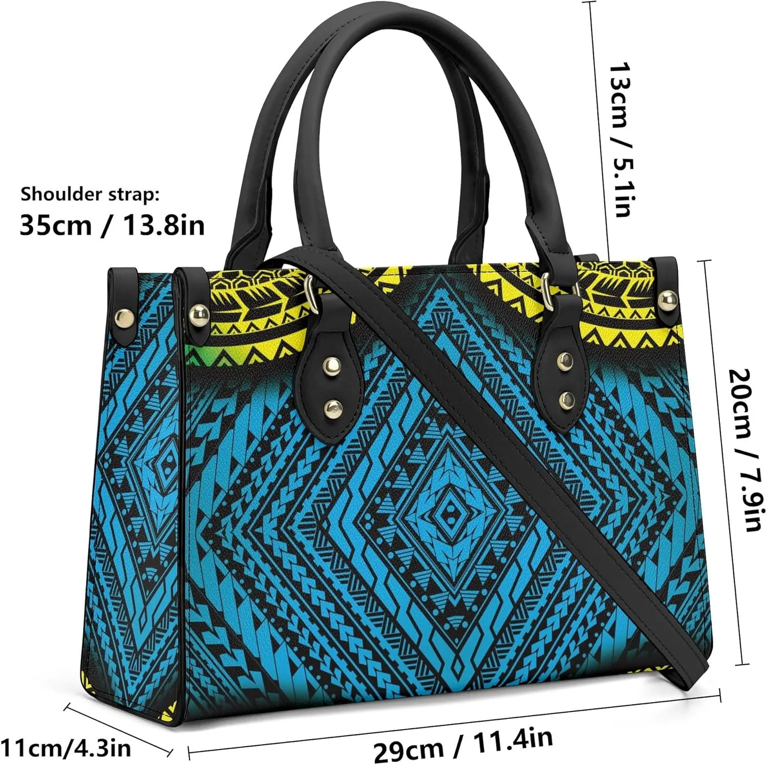 Polynesian Tribal Print Women'S Pu Handbag Square Large Capacity Crossbody Bag Shoulder Bag Custom Handbag Pattern