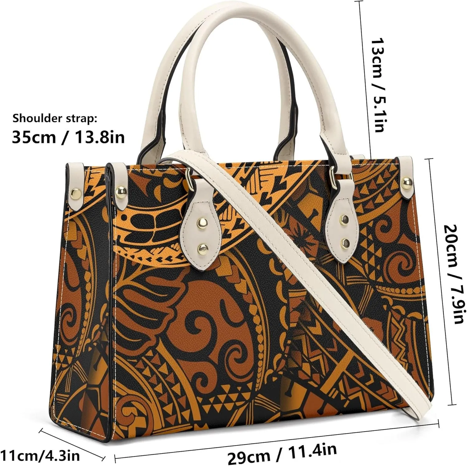 Polynesian Tribal Print Women'S Pu Handbag Square Large Capacity Crossbody Bag Shoulder Bag Custom Handbag Pattern