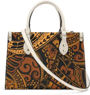 Polynesian Tribal Print Women'S Pu Handbag Square Large Capacity Crossbody Bag Shoulder Bag Custom Handbag Pattern