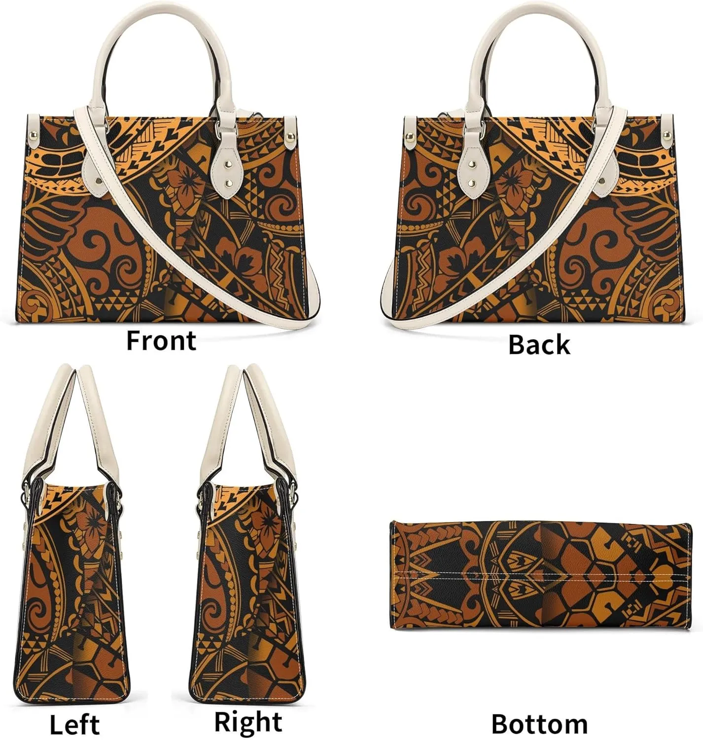Polynesian Tribal Print Women'S Pu Handbag Square Large Capacity Crossbody Bag Shoulder Bag Custom Handbag Pattern
