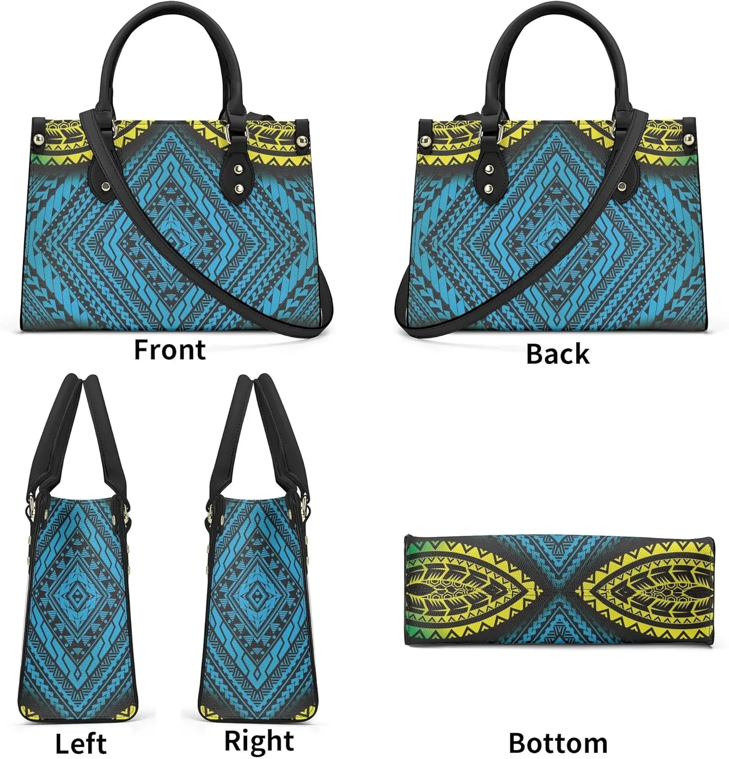 Polynesian Tribal Print Women'S Pu Handbag Square Large Capacity Crossbody Bag Shoulder Bag Custom Handbag Pattern