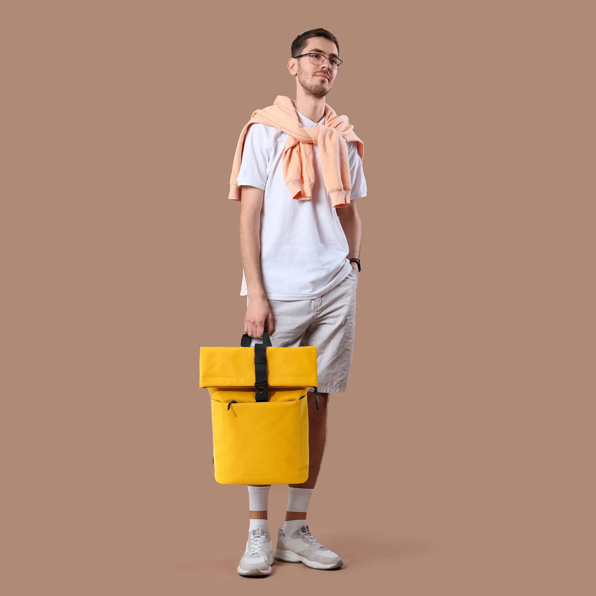 Polyurethane Laptop Bag with Padded Sleeve & Multiple Pockets | Compact Design | Yellow