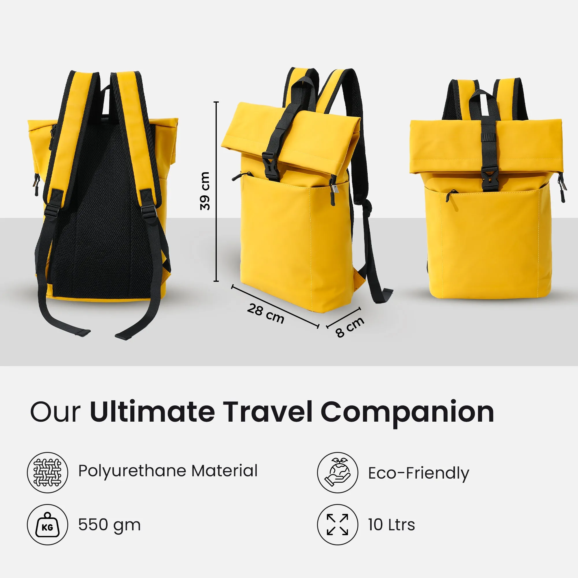 Polyurethane Laptop Bag with Padded Sleeve & Multiple Pockets | Compact Design | Yellow