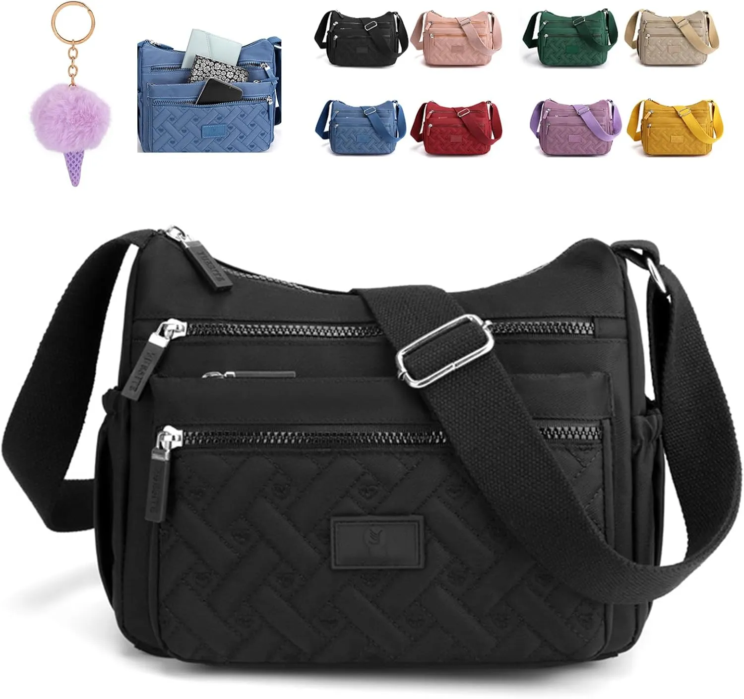Popularate Crossbody, Lightweight Large Capacity Classic Small Popularate Bag, Nylon Shoulder Messenger Bag for Woman