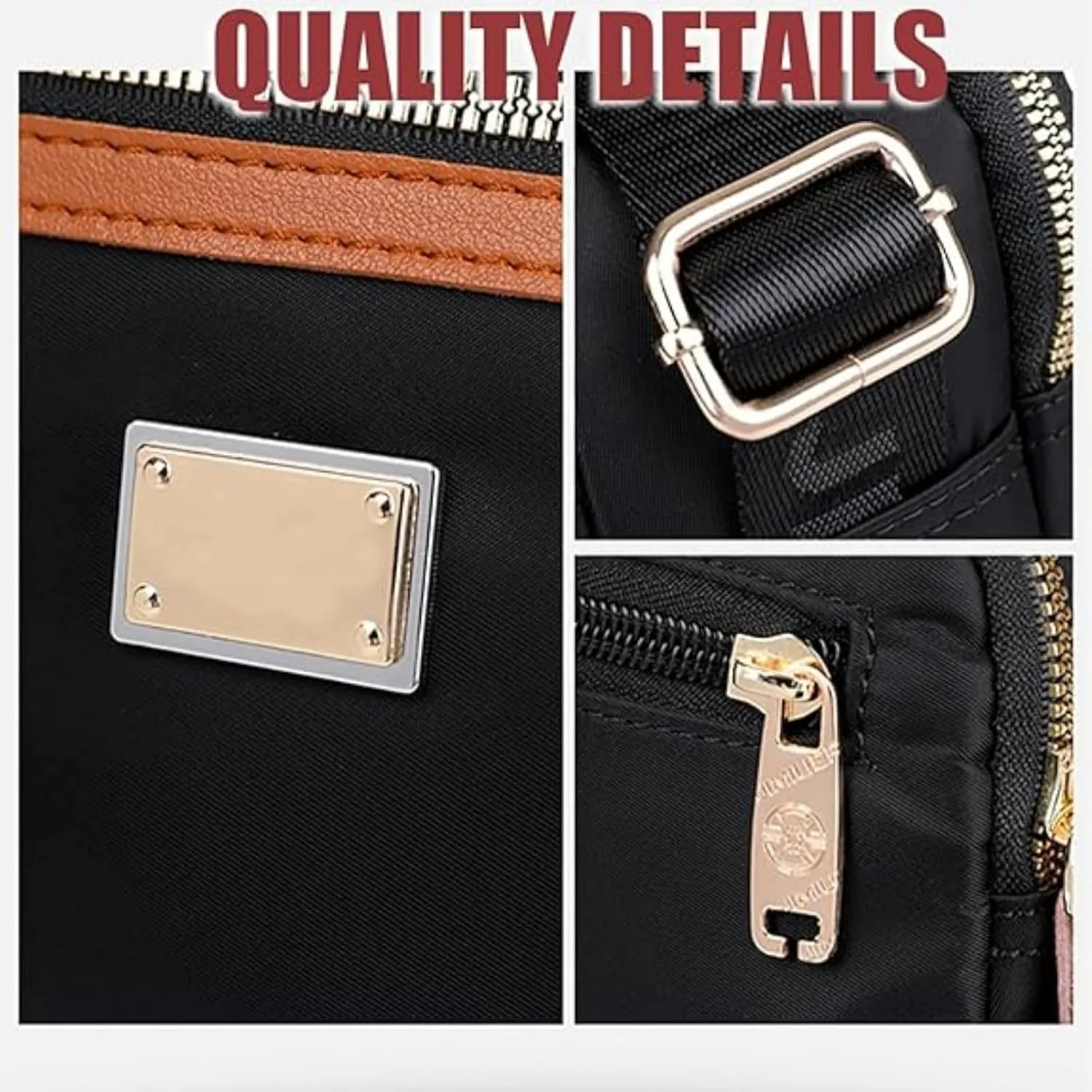 Popularate Nylon Crossbody Bag,Popularate Waterproof Nylon Crossbody Bag for Women with Zipper Shoulder