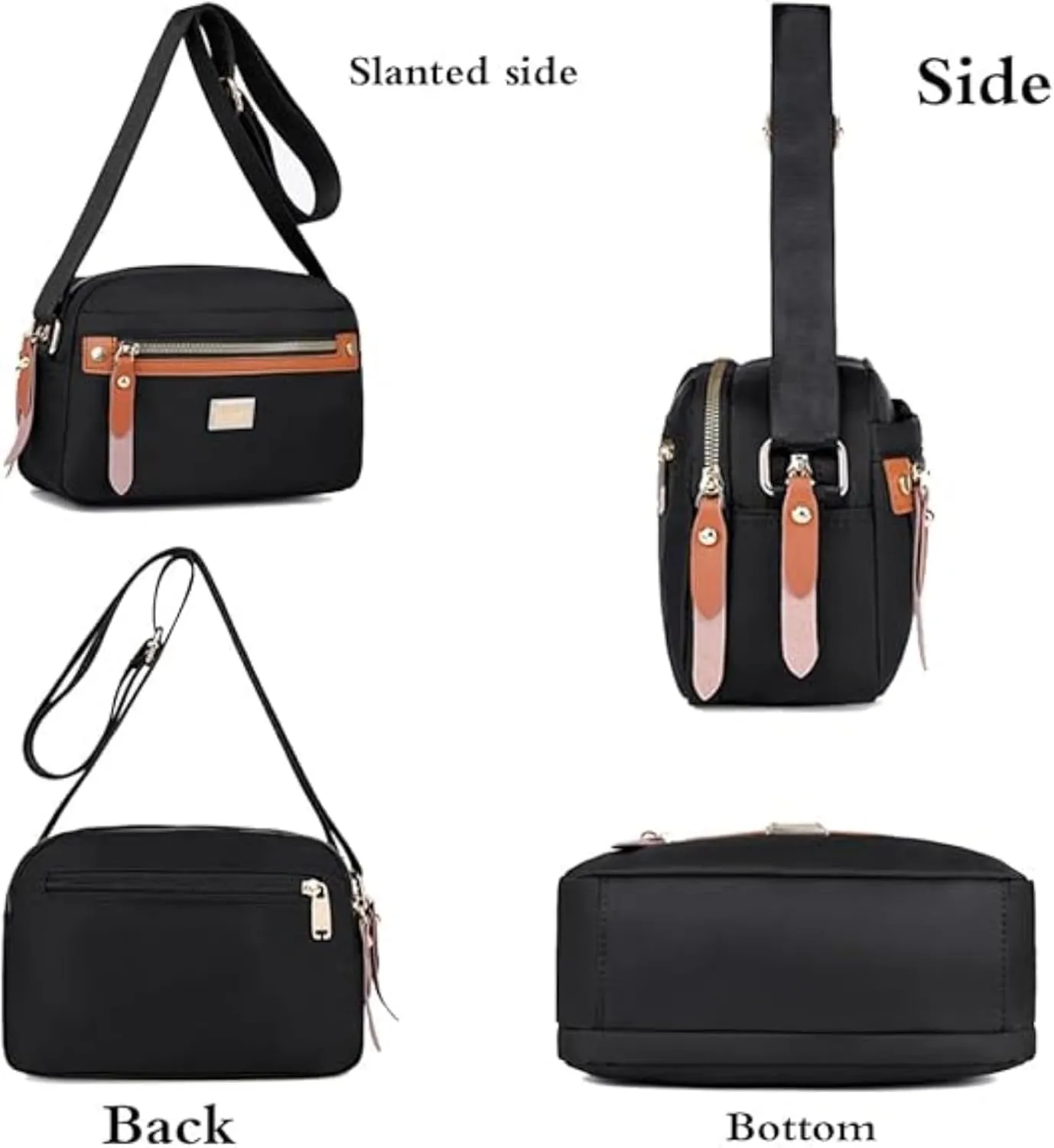 Popularate Nylon Crossbody Bag,Popularate Waterproof Nylon Crossbody Bag for Women with Zipper Shoulder