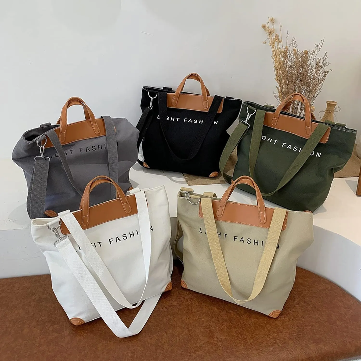 PORRASSO Women Shoulder Bag Casual Handbag Ladies Large Crossbody Bag Canvas