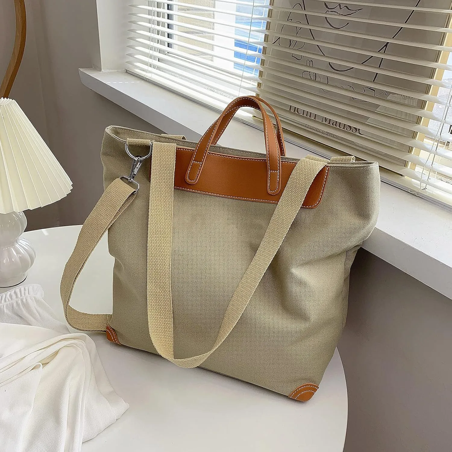 PORRASSO Women Shoulder Bag Casual Handbag Ladies Large Crossbody Bag Canvas