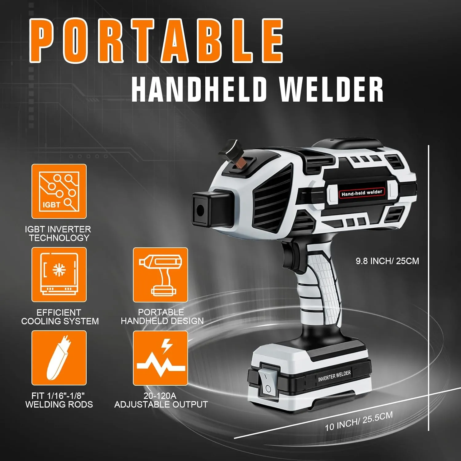 Portable Welder Machine 110V ARC Handheld Welder IGBT Inverter Welding Gun Stick Welder 6 Variable Current Adjustment Hand Held Welding Machine, Fit for 1/16"-1/8" Welding Rods (Grey)