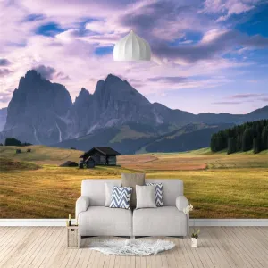Prairie Mountains Custom Mural, Natural Landscape Peel and Stick Wallpaper Natural Scenery 3D Poster Photo Wallpaper Bedroom Living Room Background Wall Mural,158"Wx110"H