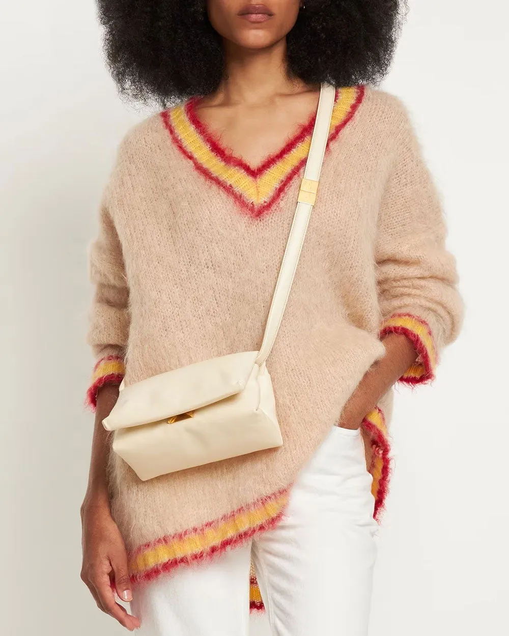 Prisma Small Leather Crossbody Bag in Ivory