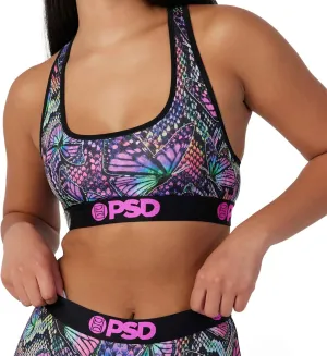 PSD Women's Butterfly Print Sports Bra - Racerback Sports Bras for Women with Breathable Microfiber Fabric