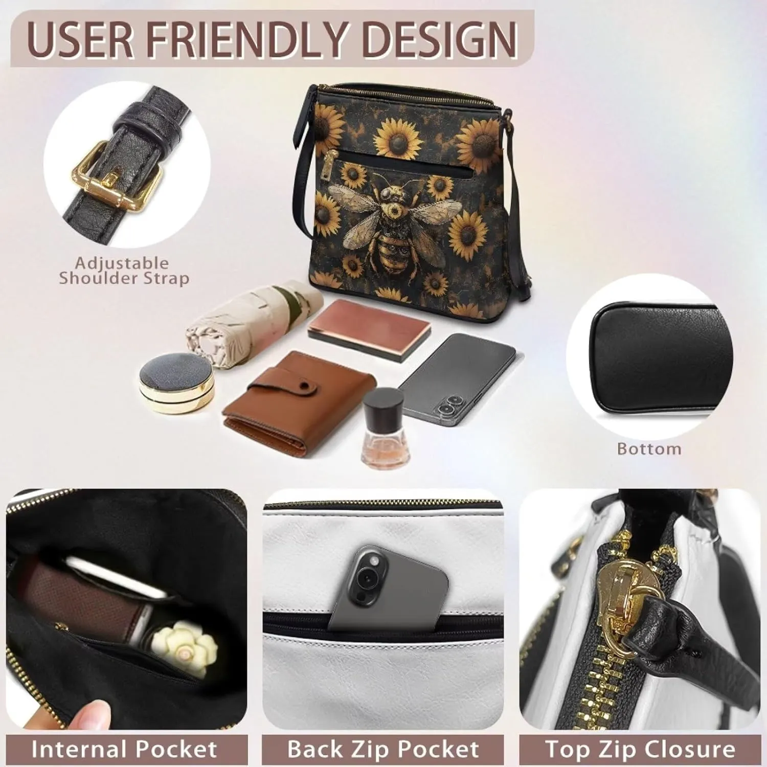 PU Crossbody Bags for Women Fashion Shoulder Purse Bag Travel Purse with Shoulder Strap for Shopping Dating