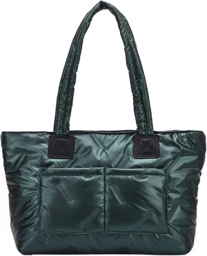 Puffer Tote Bag,Large Quilted Puffy Handbag Shoulder Bag Lightweight Satchel Purse for Travel, Work, Gym, Shop