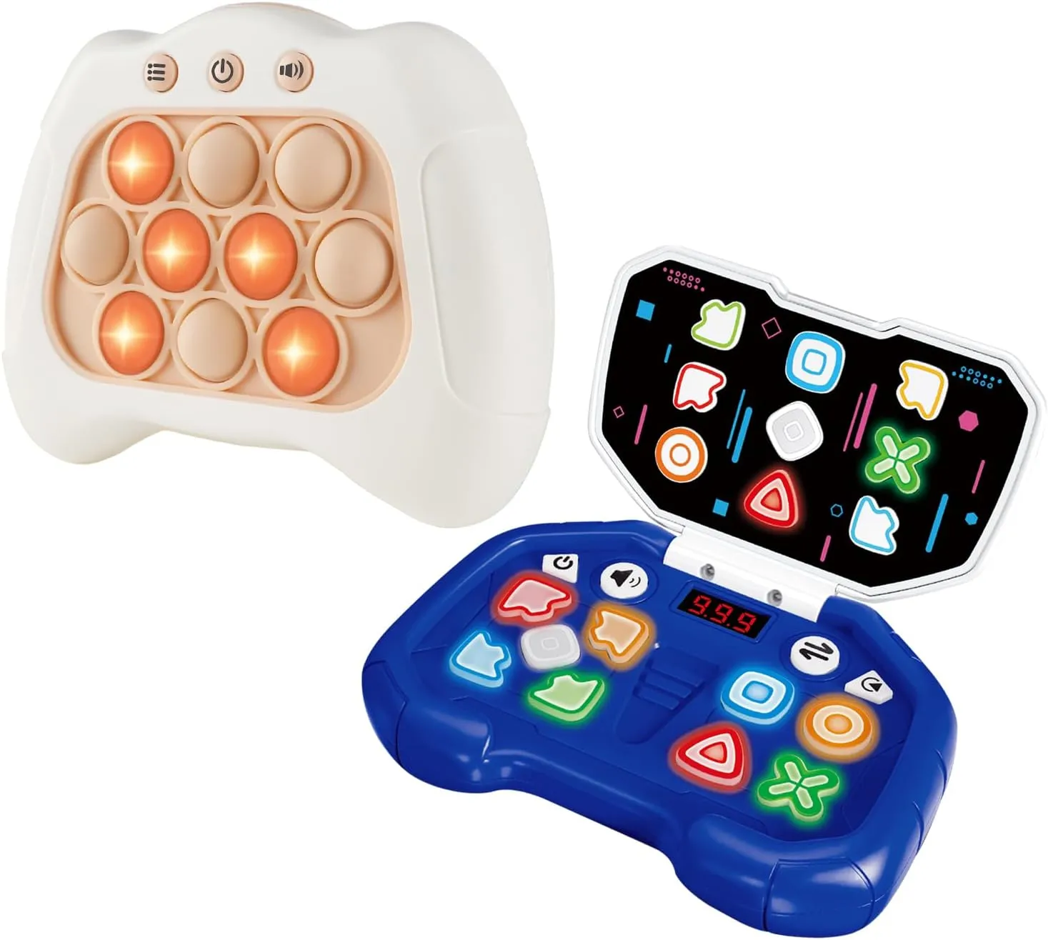 Quick Push Game & Handheld Dance Game, Light Up Push Bubble/Button Game Electronic Brain & Memory Games Stress Relief Sensory Pop Fidget Game Toys Birthday Toy for Kids 3-12