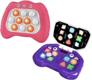 Quick Push Game & Handheld Dance Game, Light Up Push Bubble/Button Game Electronic Brain & Memory Games Stress Relief Sensory Pop Fidget Game Toys Birthday Toy for Kids 3-12