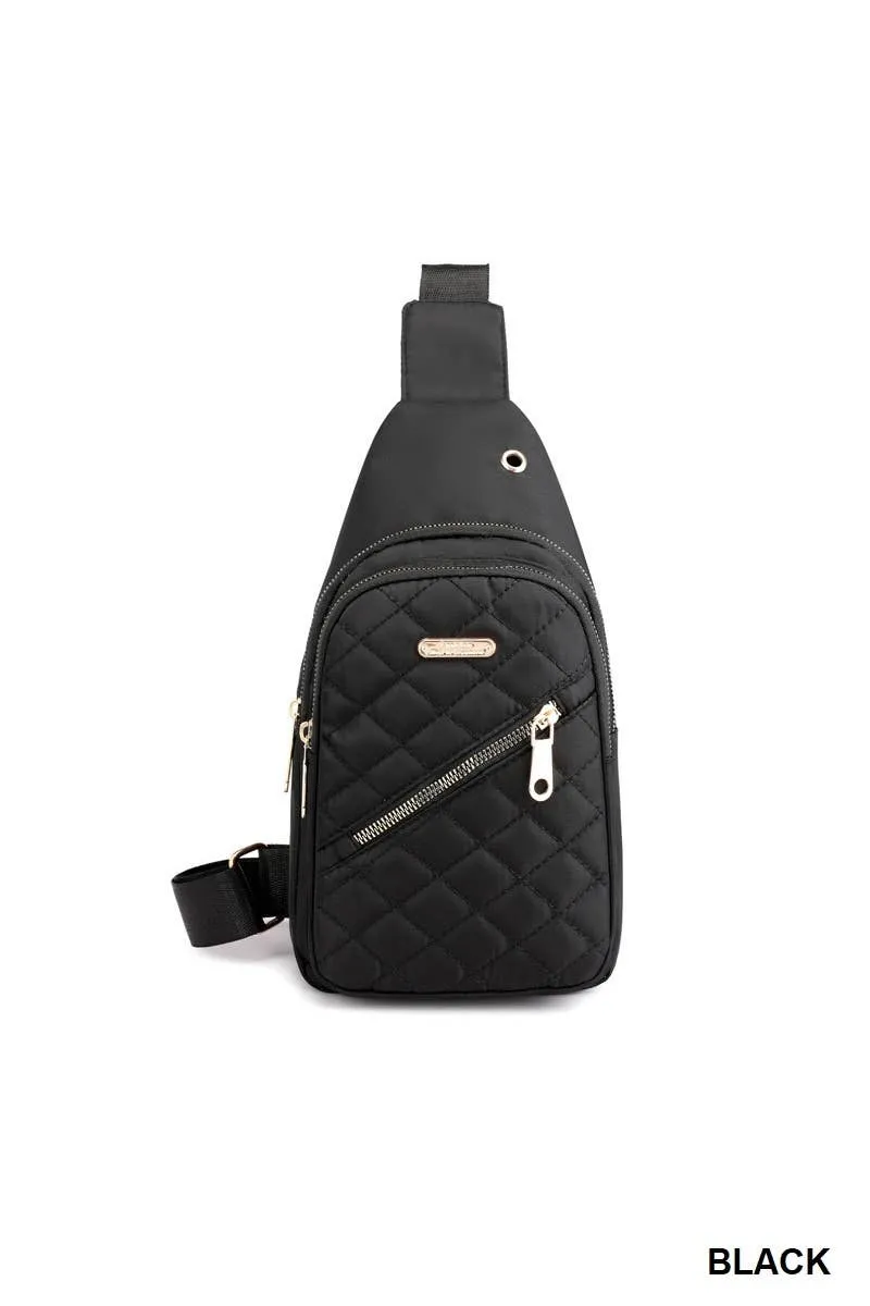 Quilted Multi-pocket Crossbody Sling Bag