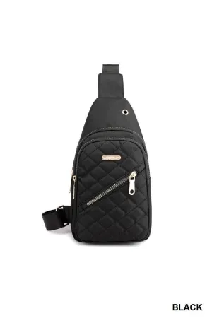 Quilted Multi-pocket Crossbody Sling Bag