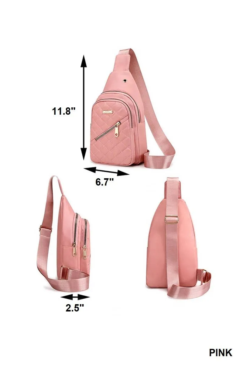 Quilted Multi-pocket Crossbody Sling Bag