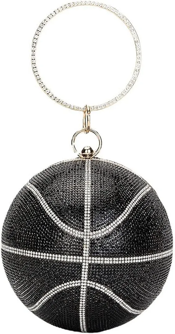 QZUnique Basketball Shaped Cross Body Bag Round Handbag PU Leather Messenger Shoulder Bag Personality Purses for Women