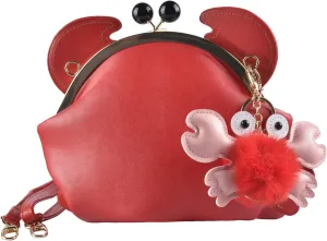 QZUnique Crab Handbag Crayfish Shells Crossbody Bag Novelty Animal Shaped Purse Detachable Shoulder Bag for Women Girl