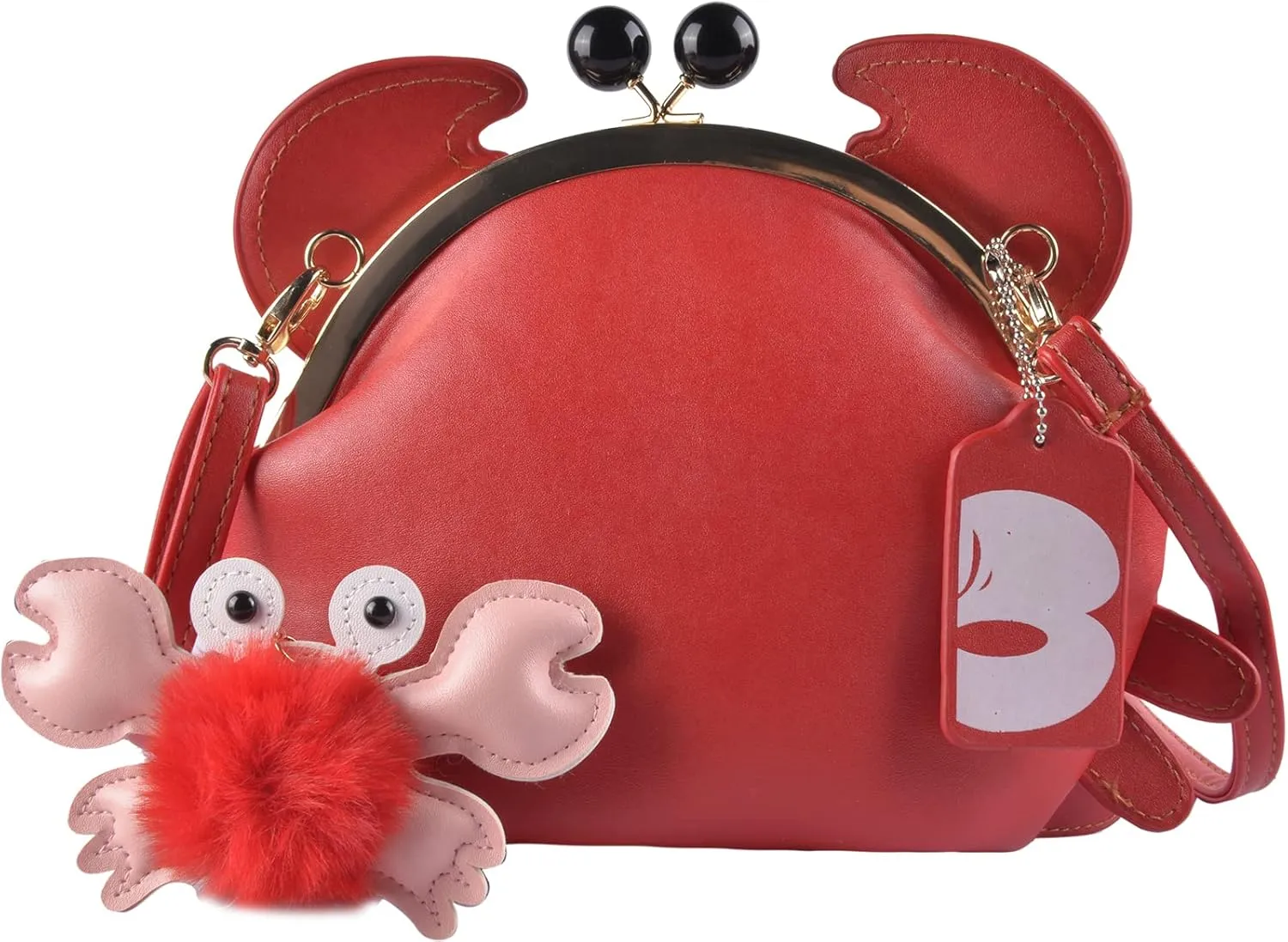 QZUnique Crab Handbag Crayfish Shells Crossbody Bag Novelty Animal Shaped Purse Detachable Shoulder Bag for Women Girl