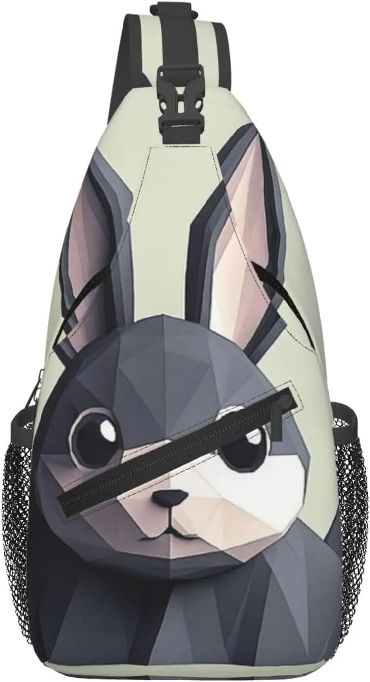 Rabbit illustration Cross Chest Bag Diagonally Men Women Crossbody Shoulder Bag Casual Fashion Travel Bag Sling Backpack