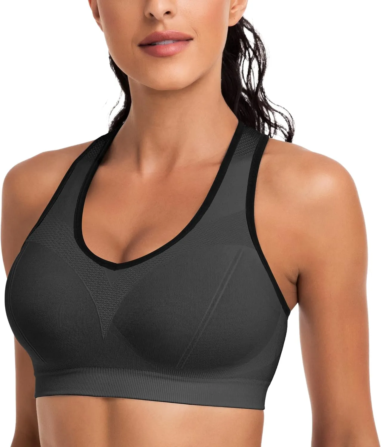 Racerback Sports Bras for Women with Pads - High Impact Athletic Tank Tops for Yoga and Workout Brassieres Bra