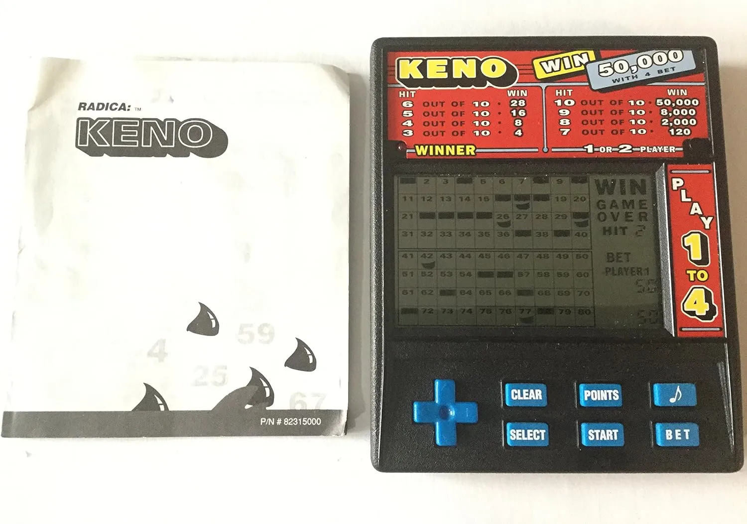 Radica 1480 Handheld Video Game~ Keno/ Lotto Win 50,000 1 to 4