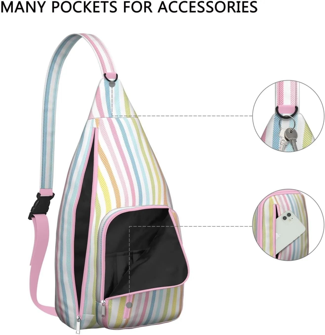 Rainbow Stripes Seamless Pattern Diagonal Crossbody Bag Daypack for Women Men Lightweight Waterproof Sling Bag Backpack Hiking Cycling