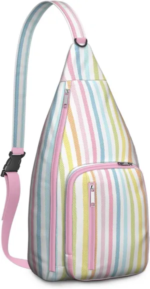 Rainbow Stripes Seamless Pattern Diagonal Crossbody Bag Daypack for Women Men Lightweight Waterproof Sling Bag Backpack Hiking Cycling